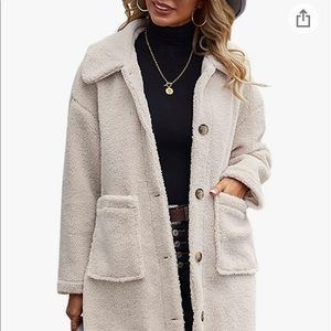 Fuzzy fleece long cardigan
